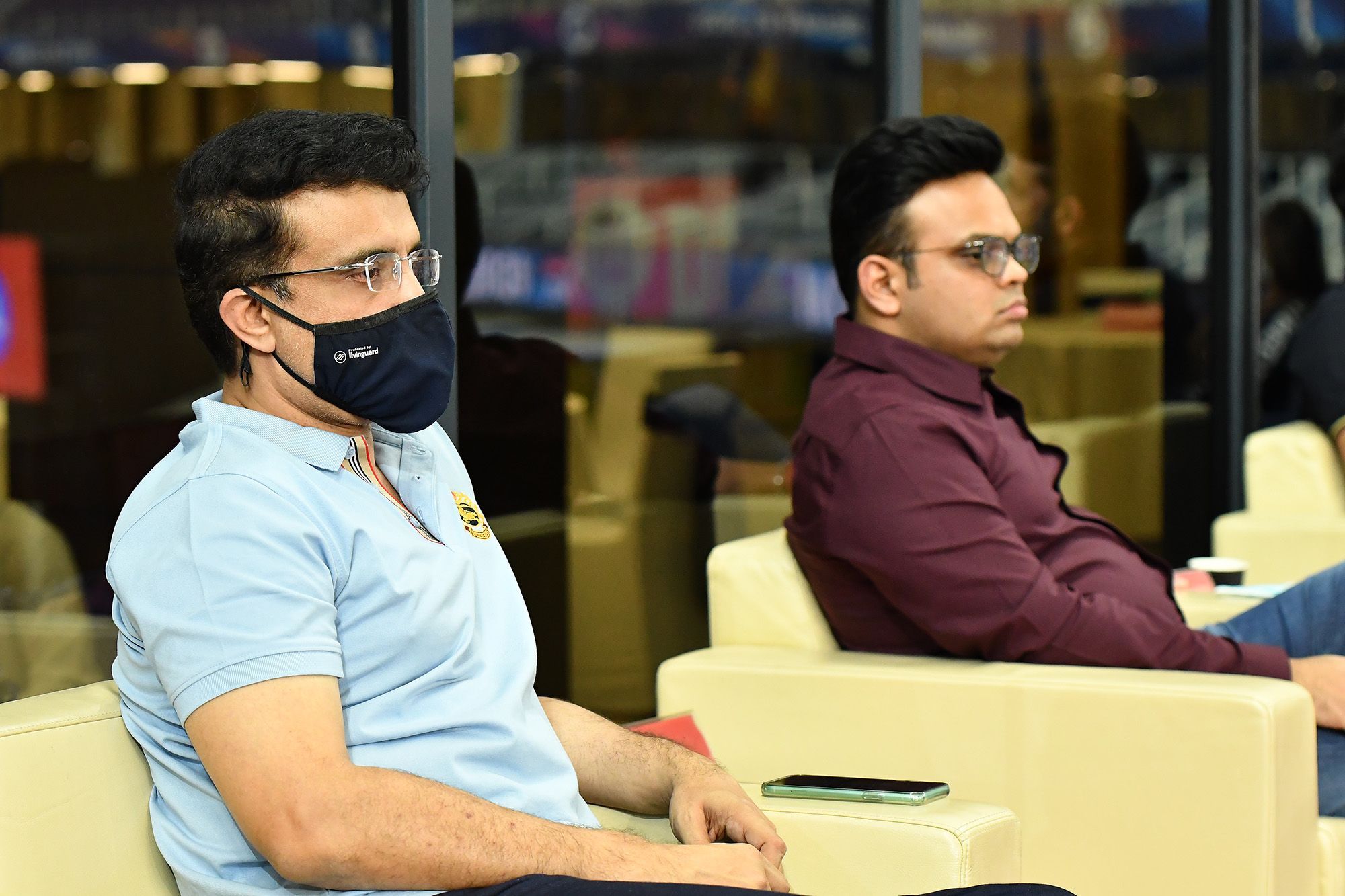 BCCI president Sourav Ganguly with board's secretary Jay Shah (L)