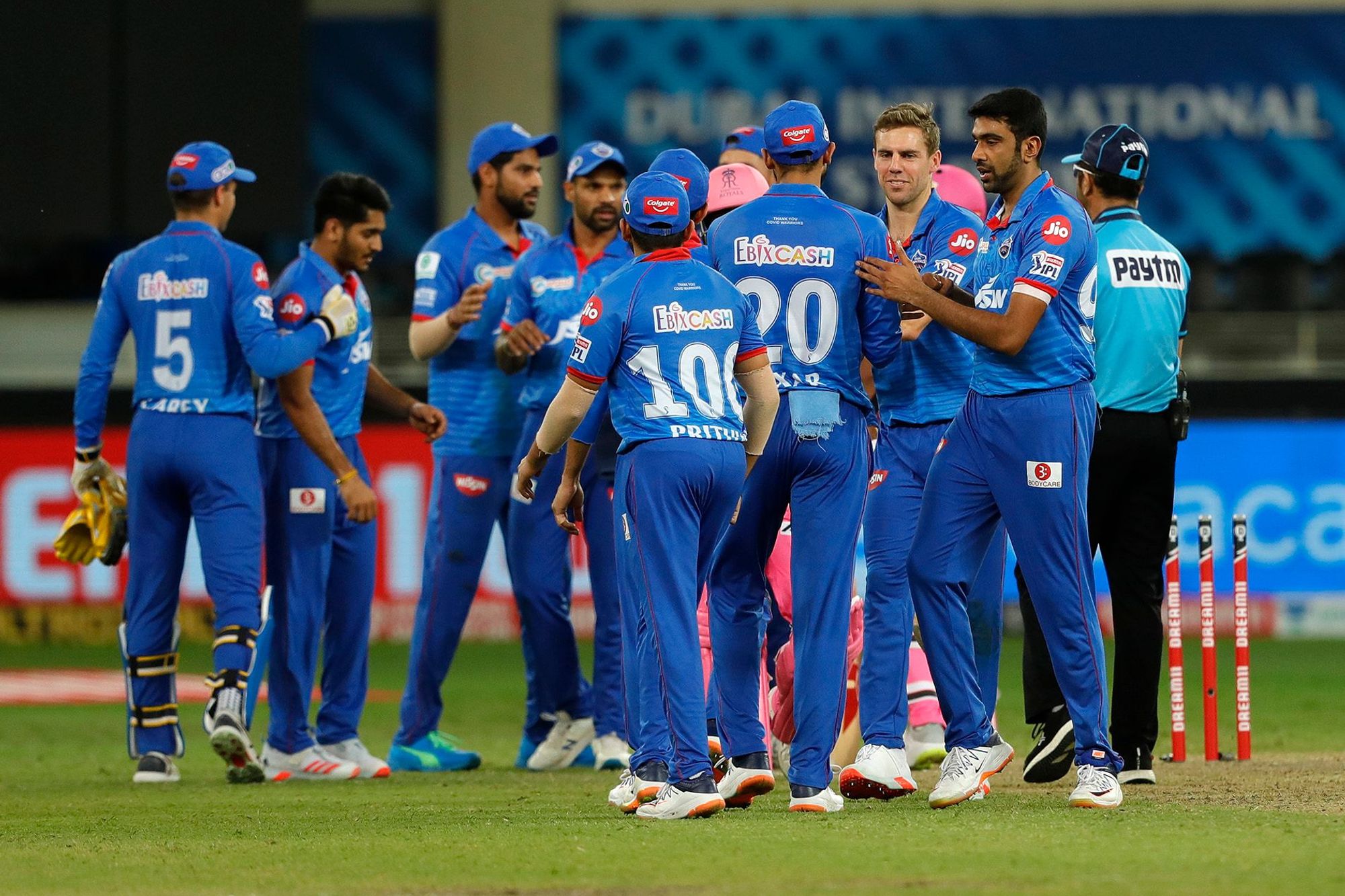 The Delhi Capitals celebrates the win over Rajasthan Royals