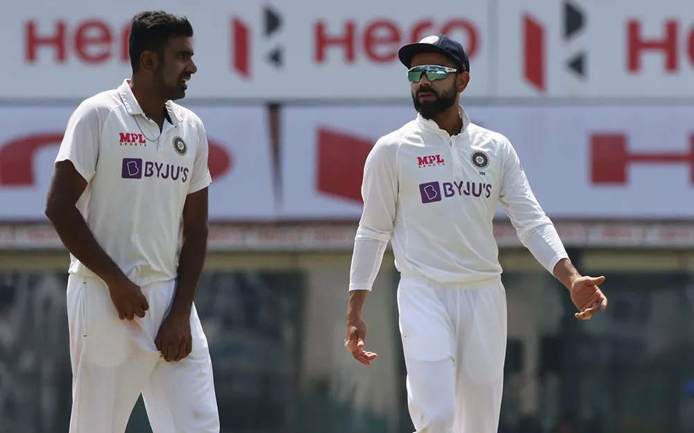 Ashwin during the second innings in the Chennai Test