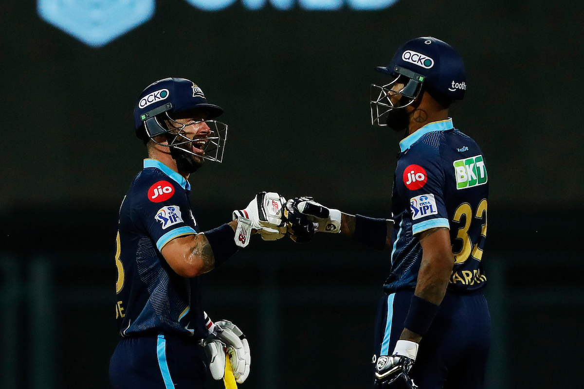 Hardik Pandya (right) and Mathew Wade for Gujarat Titans