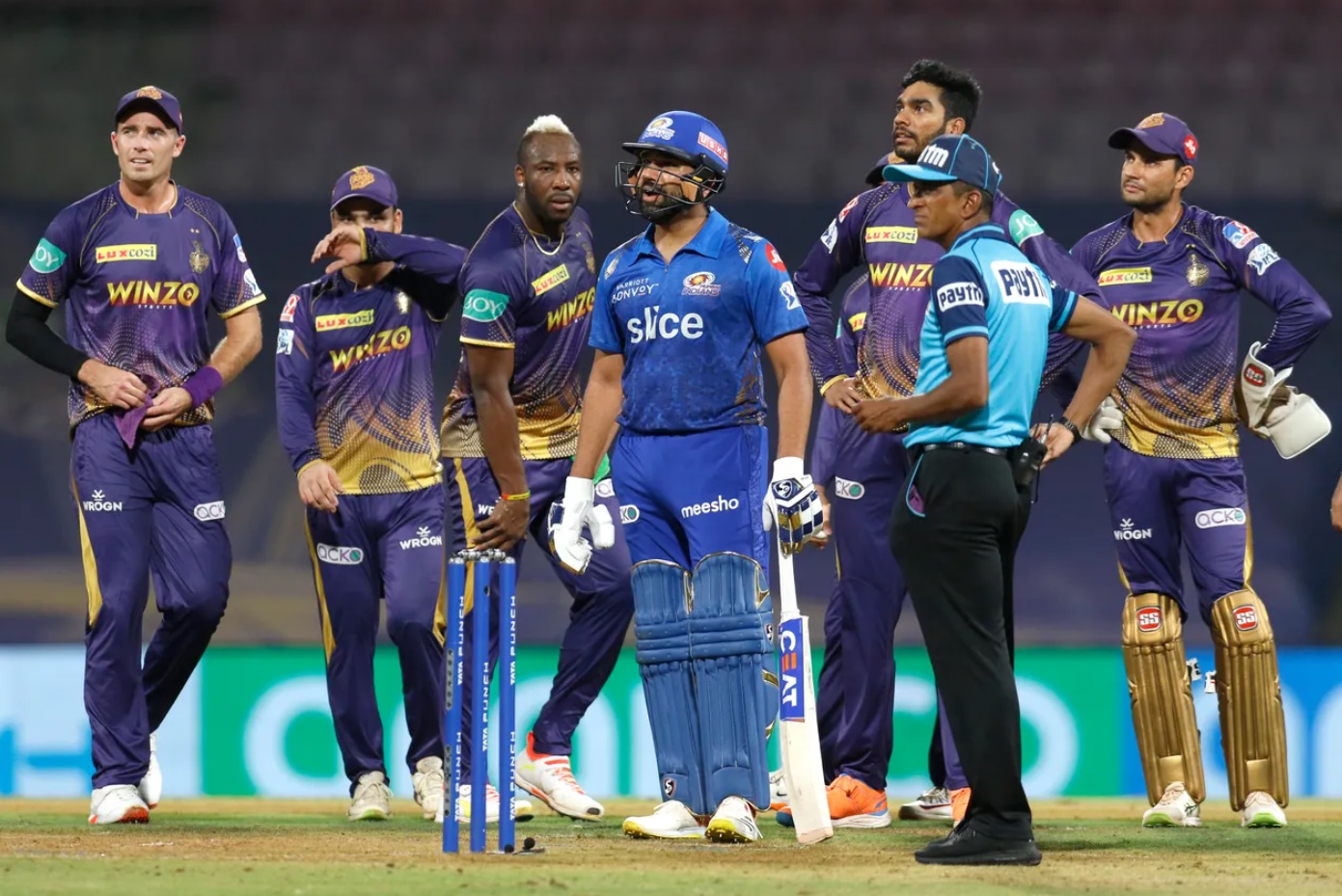 Rohit Sharma gets shocked after controversial dismissal vs KKR.