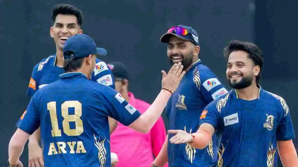 ODW spinner Suyash Sharma celebrates with his teammates