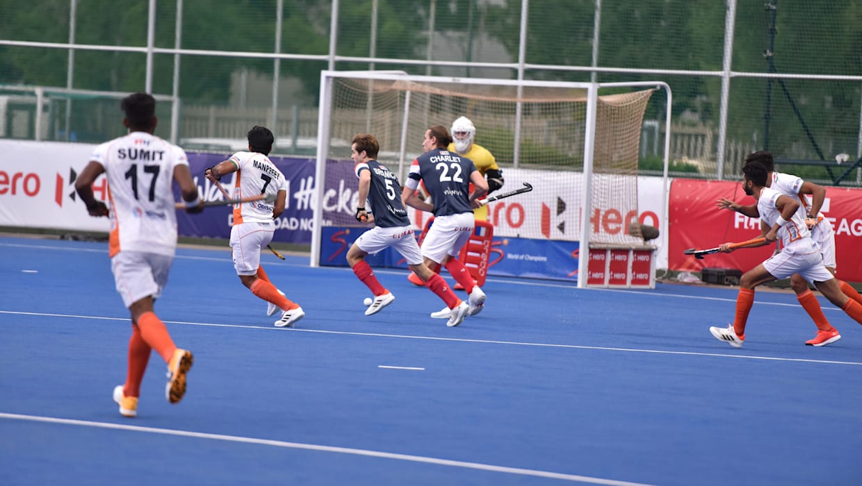 The Indian team in action against France.