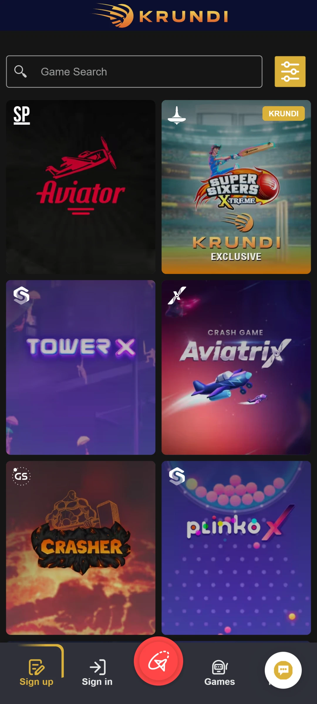 Krundi Casino on Mobile Device.