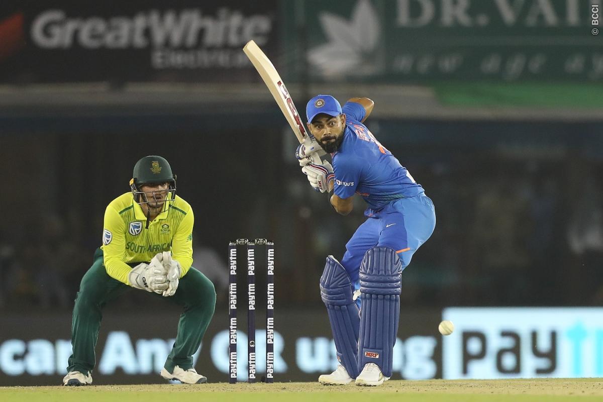 India captain Virat Kohli batting in a match against South Africa 