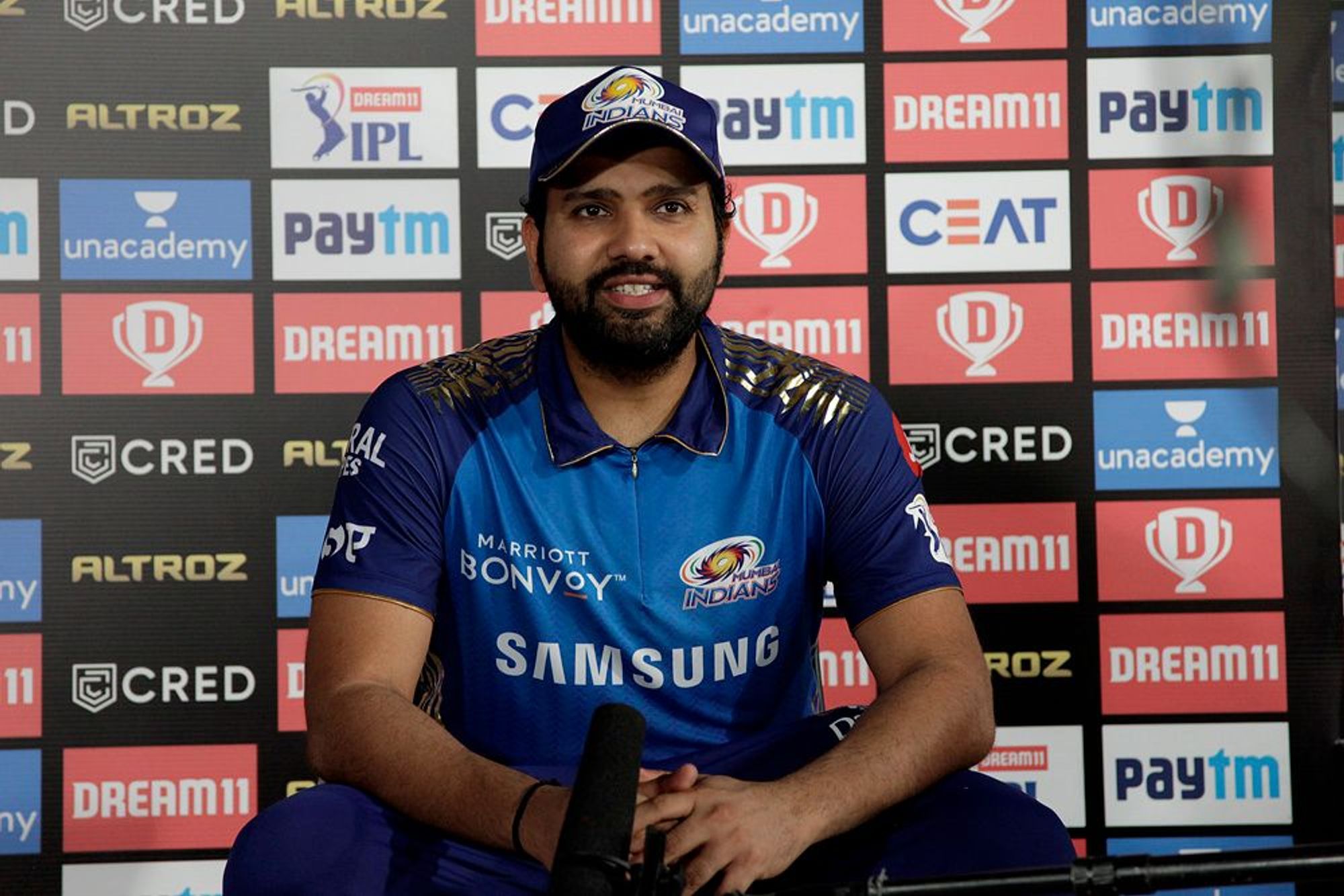 Rohit made 4 off 7 against SRH