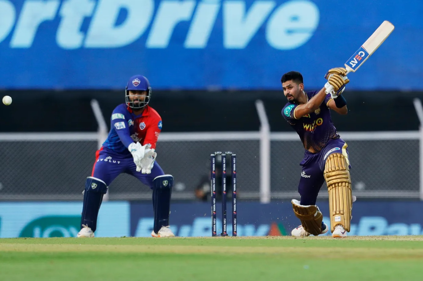 KKR skipper Shreyas Iyer in action against Delhi Capitals