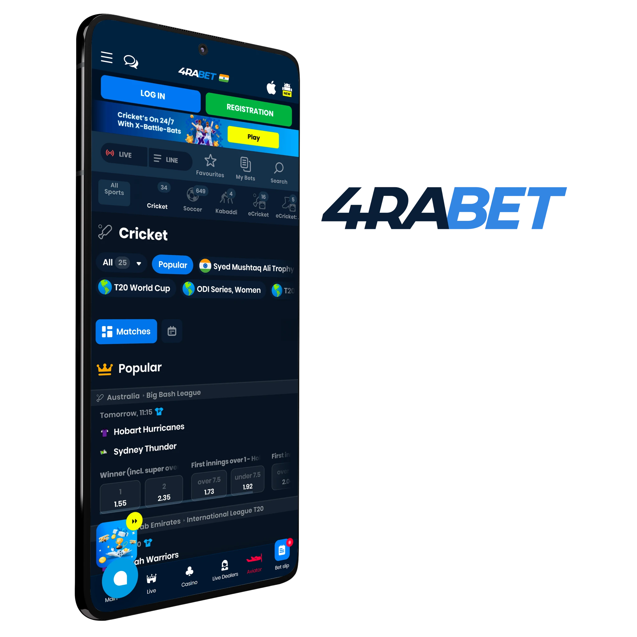4rabet APK for high bonuses and wide cricket lines.