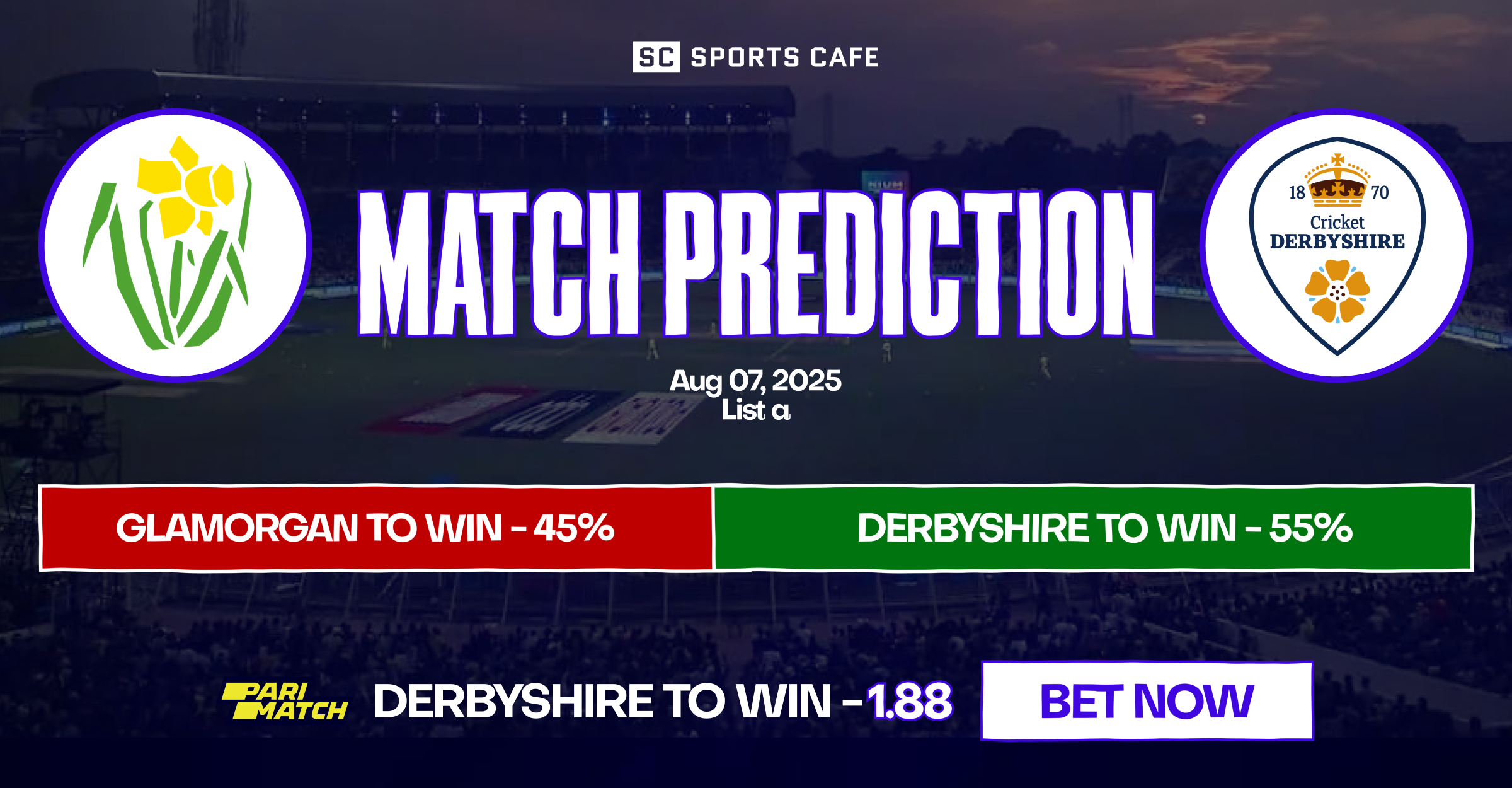Glamorgan vs Derbyshire match prediction.
