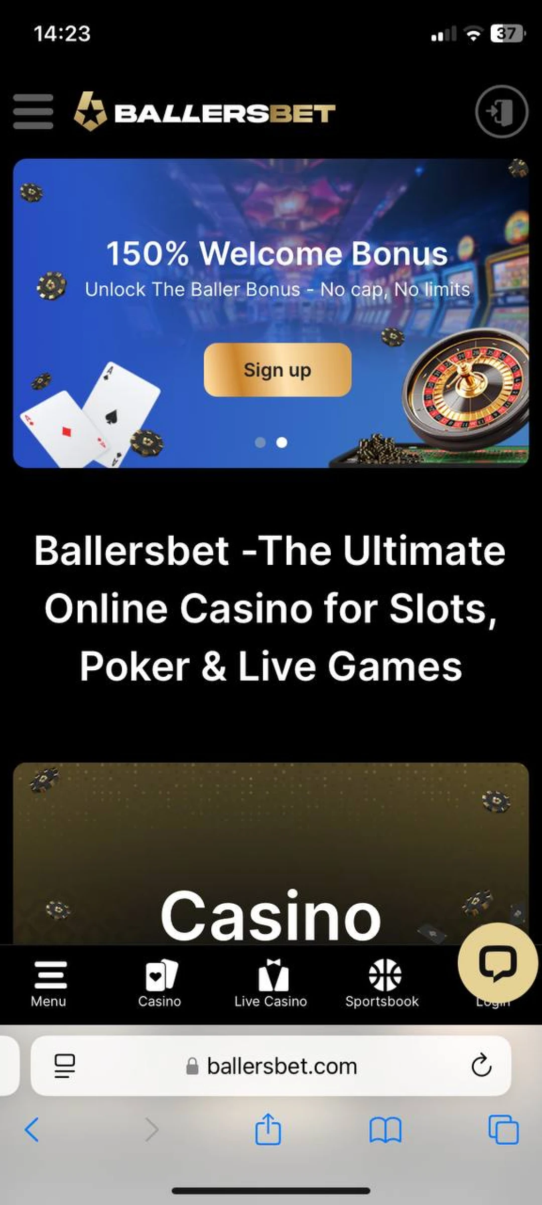 Open the Ballersbet website.