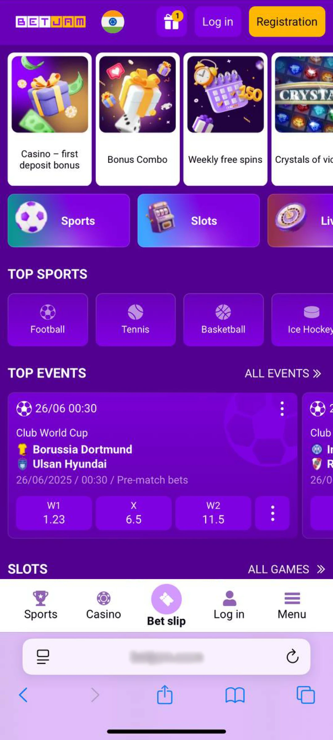 Clients need to open the Betjam website in the Safari browser on their iPhone or iPad.