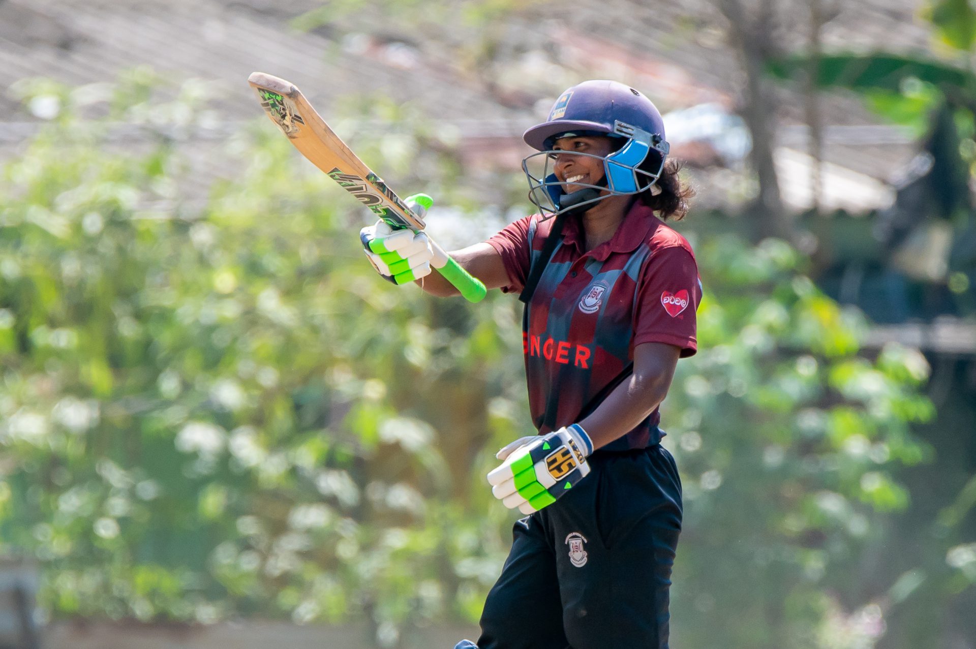 Piuimi Wathsala while batting in a game in Sri Lankan domestic cricket.