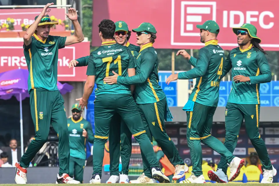 South Africa were joyous after getting rid of Ruturaj Gaikwad with a Dewald Brevis binder in the first ODI against India in Ranchi