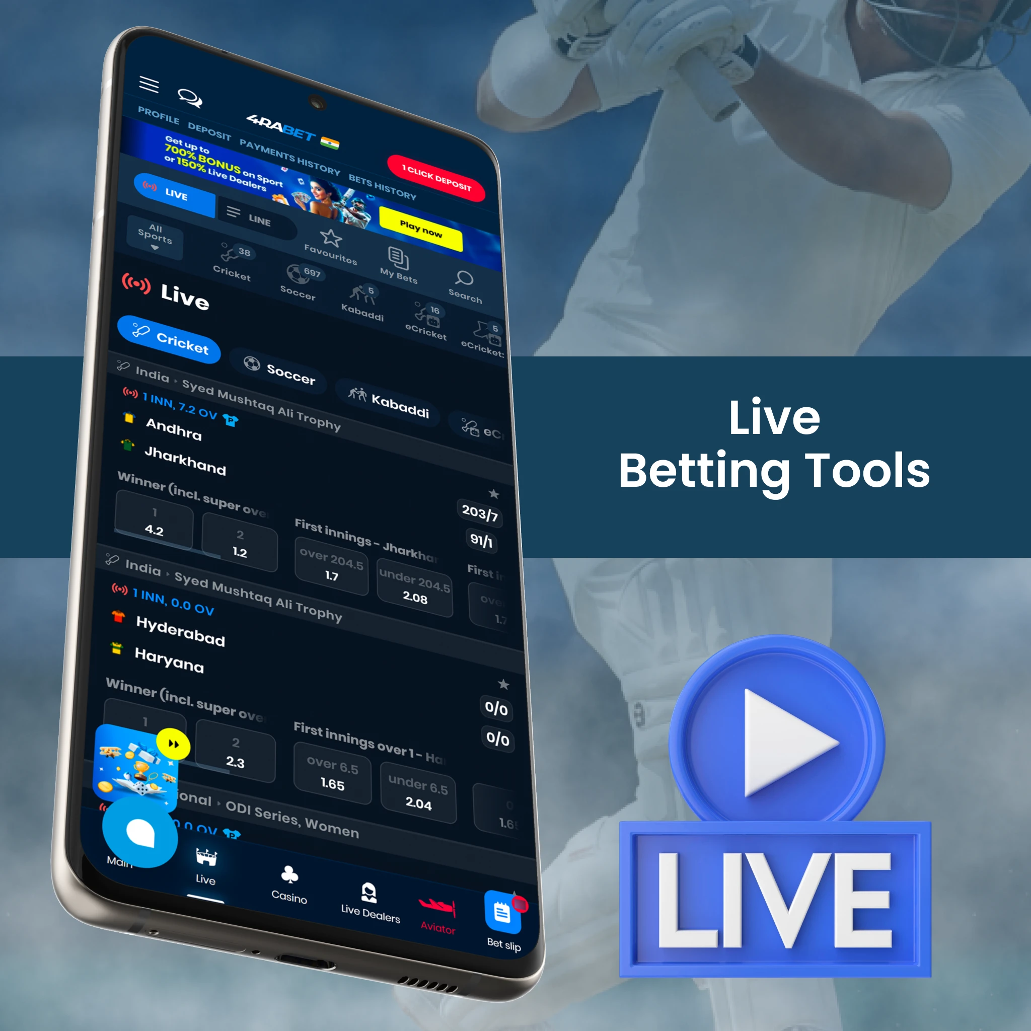 The availability of live betting in apps is in high demand among players in India.