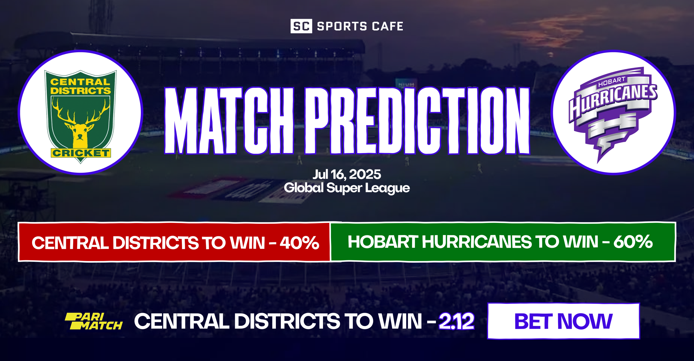 hobart hurricanes vs central districts match prediction.